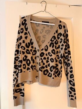 Sanctuary Beige and Black Leopard V-Neck Cardigan